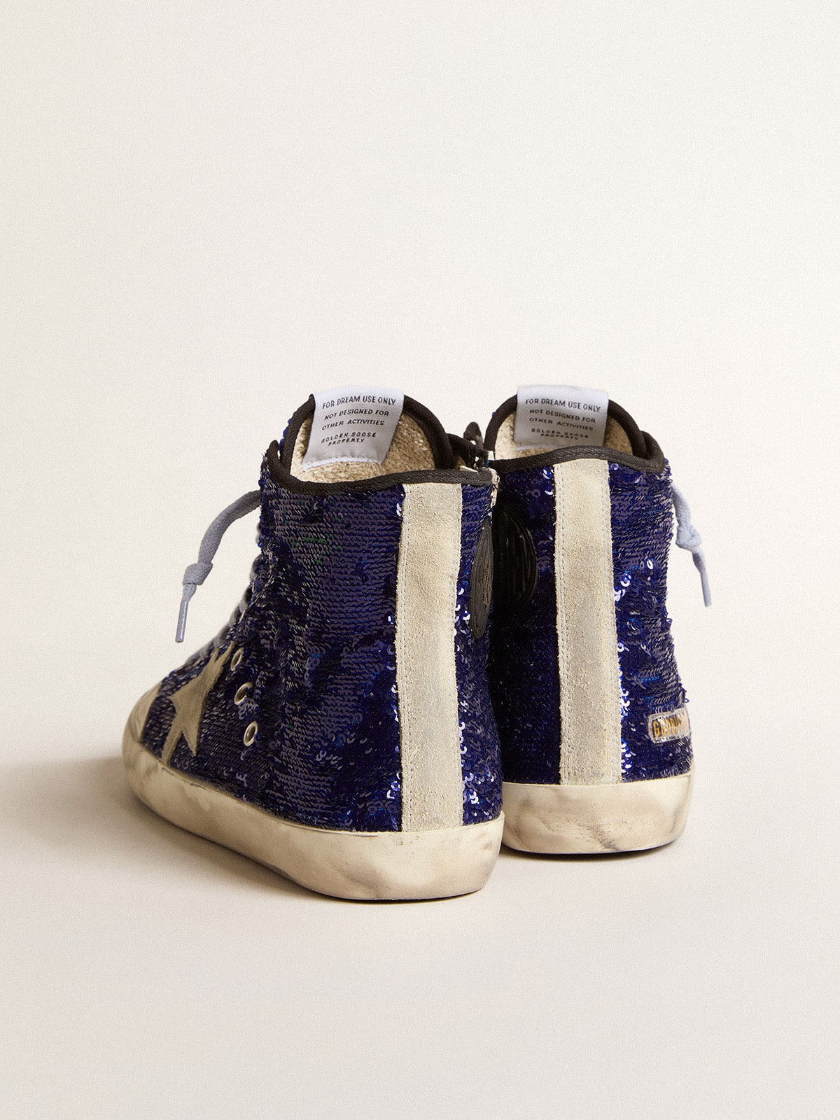 Golden Goose - Men's Francy Penstar in blue sequins with ice-gray suede star in 