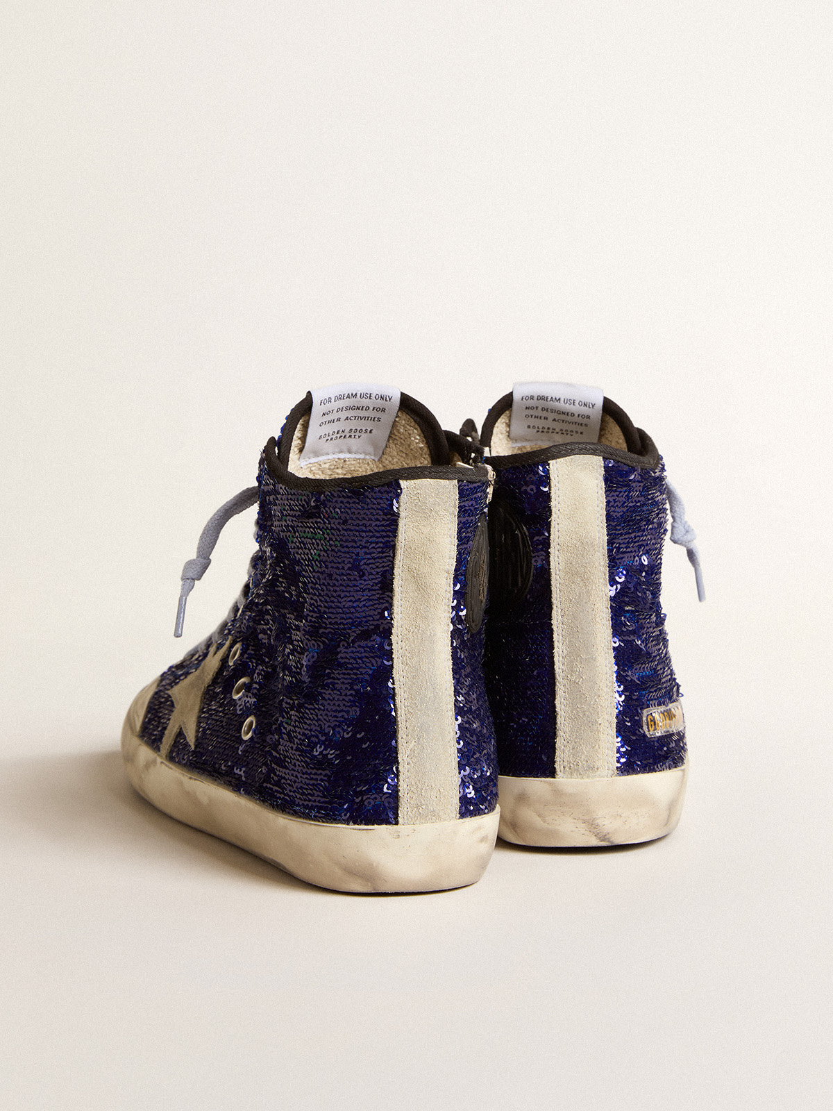 Golden Goose - Men's Francy Penstar in blue sequins with ice-gray suede star in
