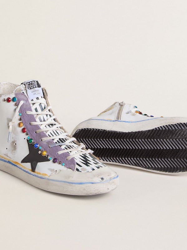 Golden Goose - Men’s Francy Penstar LAB with black leather star and multicolor studs in 