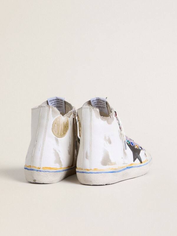 Golden Goose - Men’s Francy Penstar LAB with black leather star and multicolor studs in 