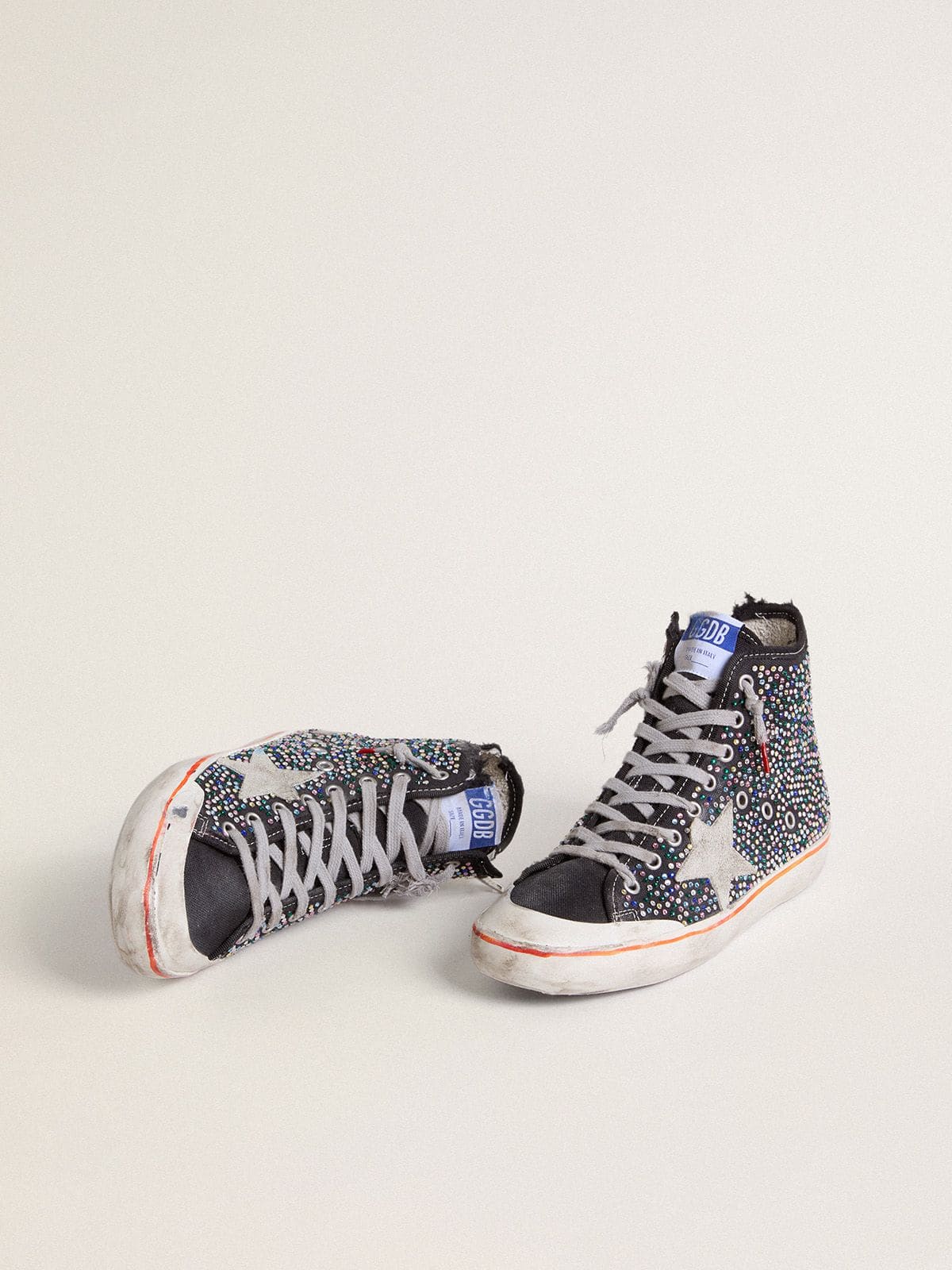 Golden Goose - Francy Penstar uomo Lab in canvas nera con strass multicolori in 