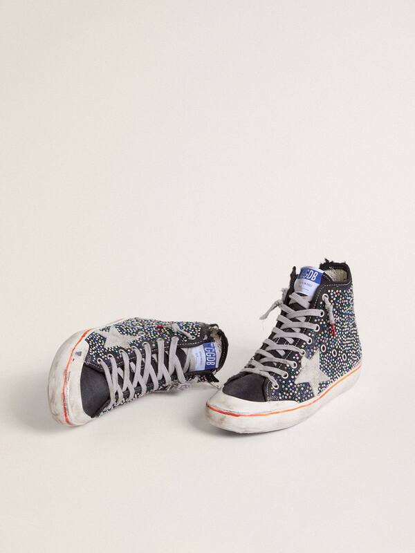 Men’s Francy Penstar LAB in black canvas with multicolor rhinestones