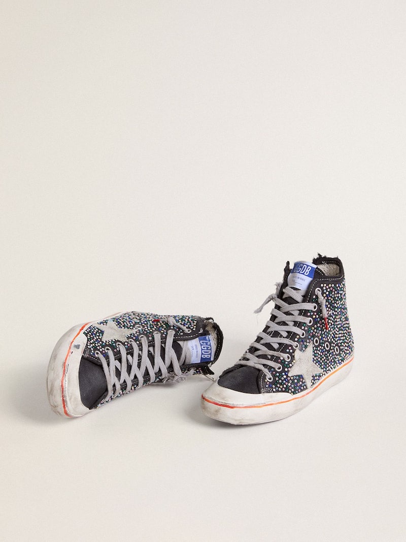 Golden Goose - Francy Penstar uomo Lab in canvas nera con strass multicolori in 