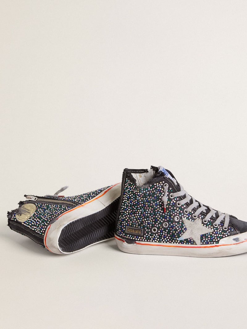 Golden Goose - Francy Penstar uomo Lab in canvas nera con strass multicolori in 