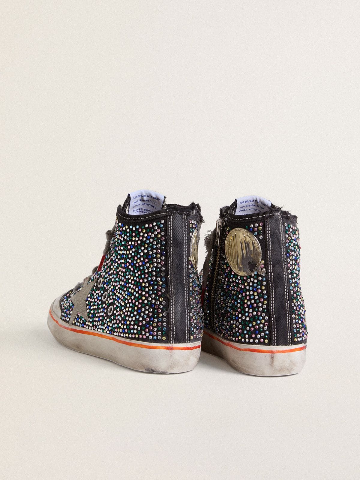 Golden Goose - Francy Penstar uomo Lab in canvas nera con strass multicolori in 