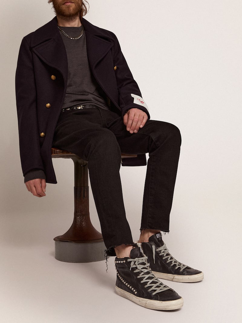 Golden Goose - Slide homme couleur noire avec clous appliqu&eacute;s in 