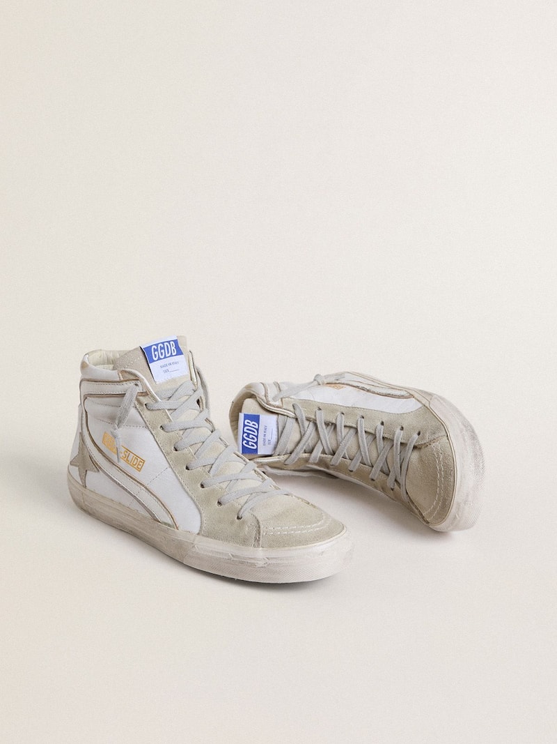 Golden Goose - Slide homme en cuir avec d&eacute;tails en daim in 