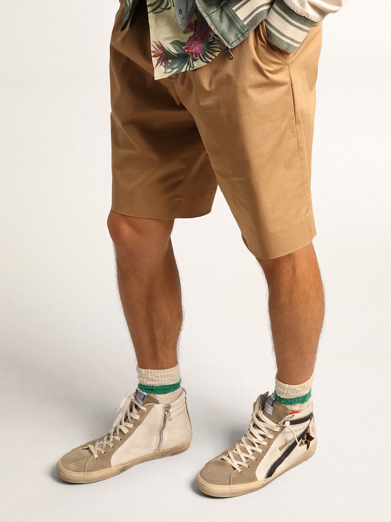 Golden Goose - Slide homme avec &eacute;toile en cuir fa&ccedil;on poulain l&eacute;opard et virgule noire in 