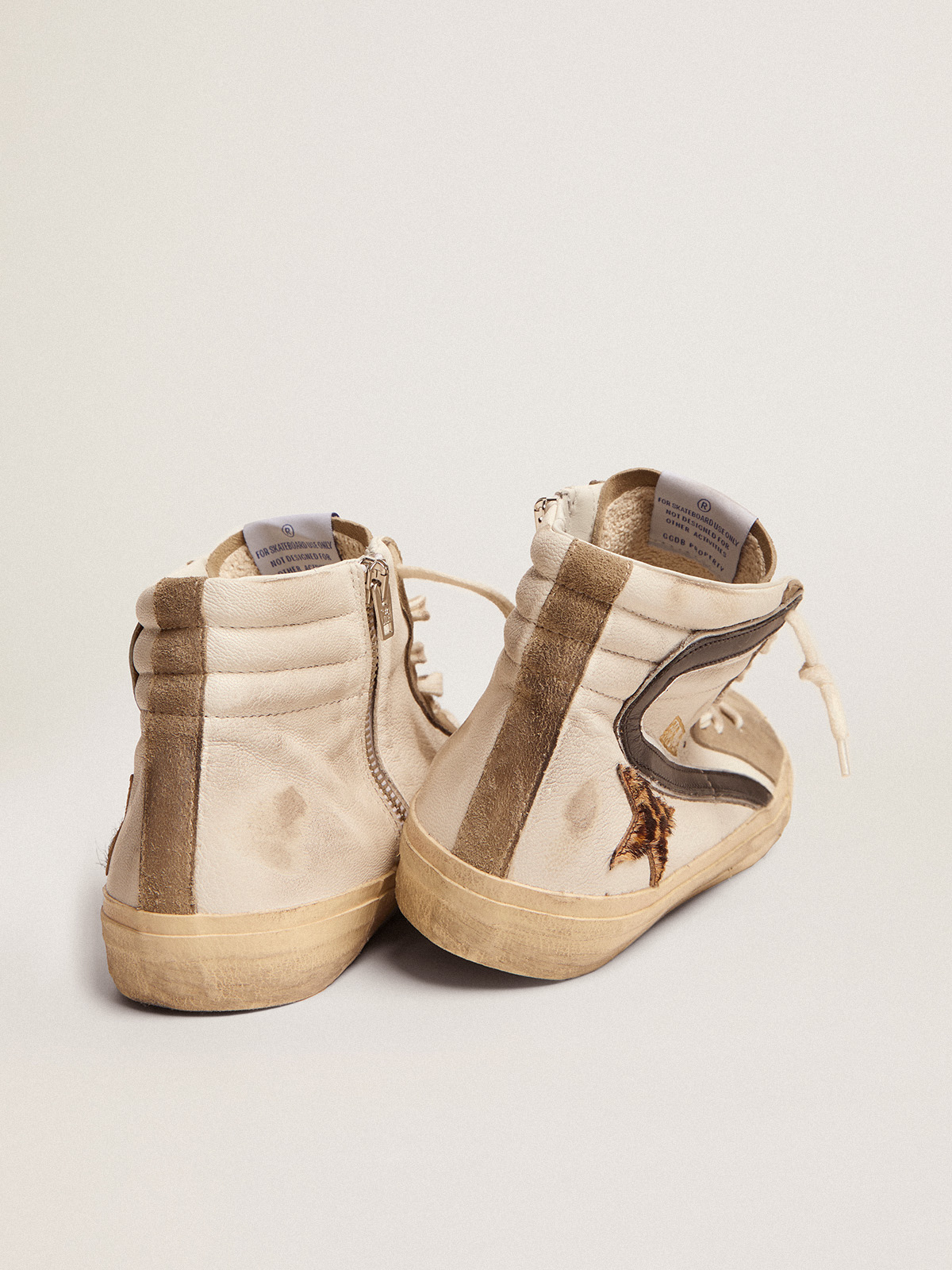Golden Goose - Men's Slide with leopard print pony skin star and black flash in