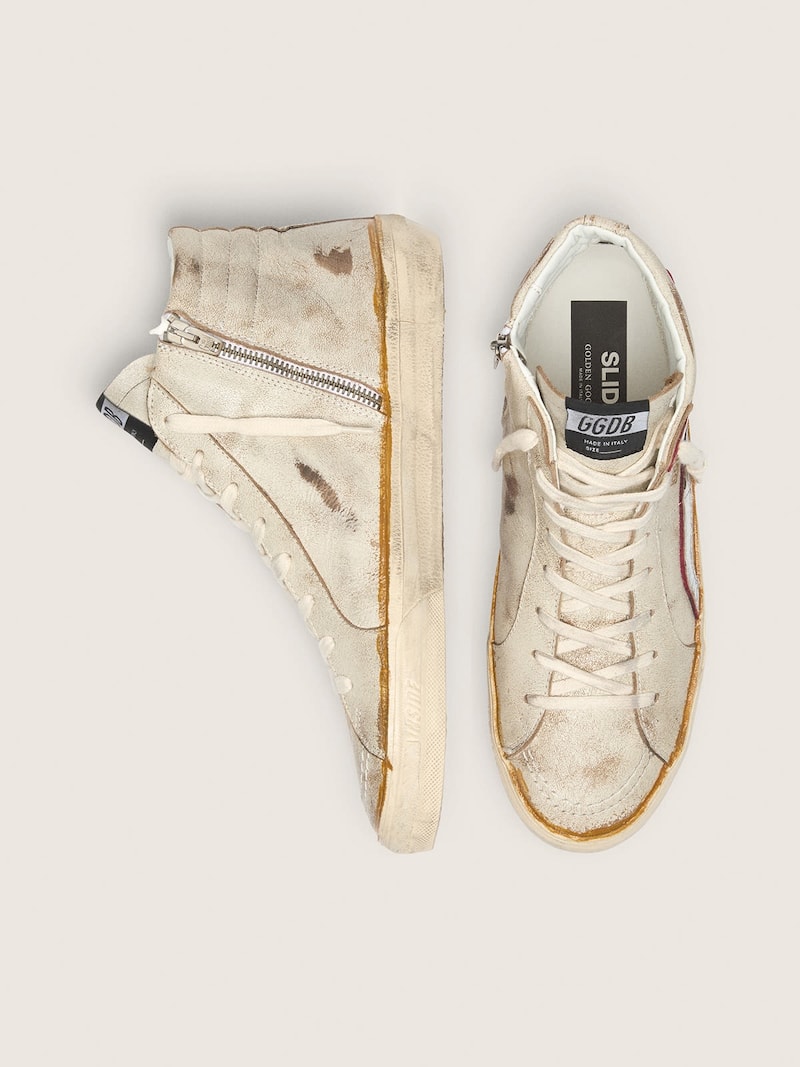 Golden Goose - Slide pour homme avec &eacute;toile en cuir bleu ciel et virgule en cuir lam&eacute; argent&eacute; in 