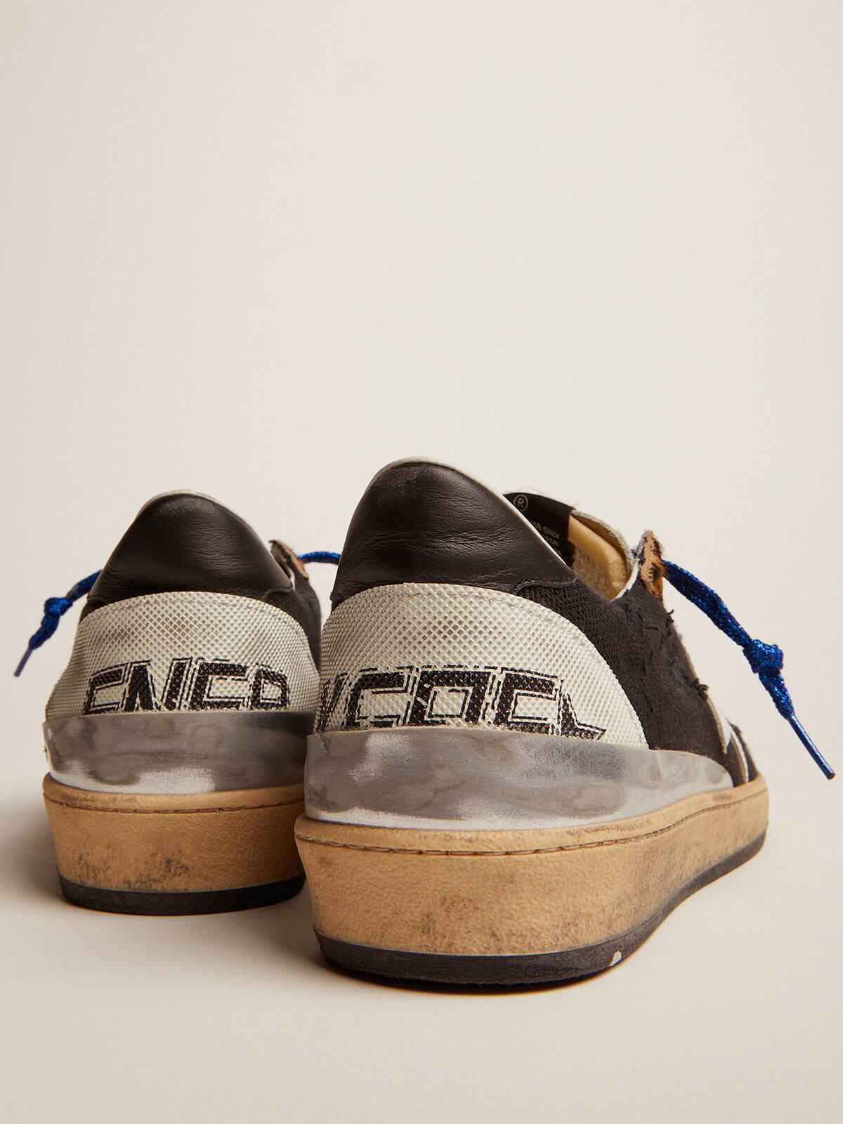 Golden Goose - Ball Star sneakers in black canvas, leopard-print pony skin inserts and multi-foxing in 