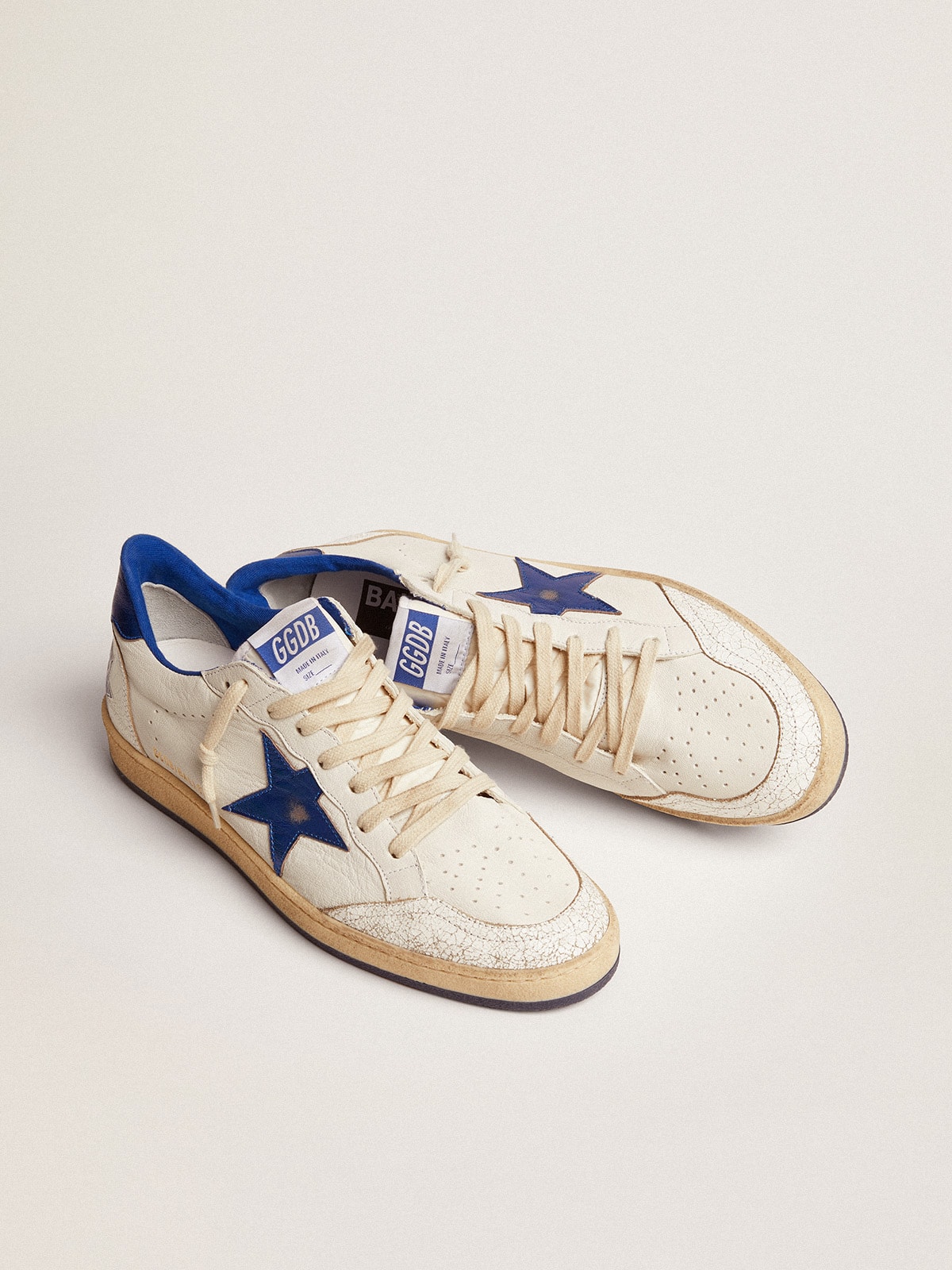 Ball Star Uomo in nappa bianca con stella e talloncino bluette