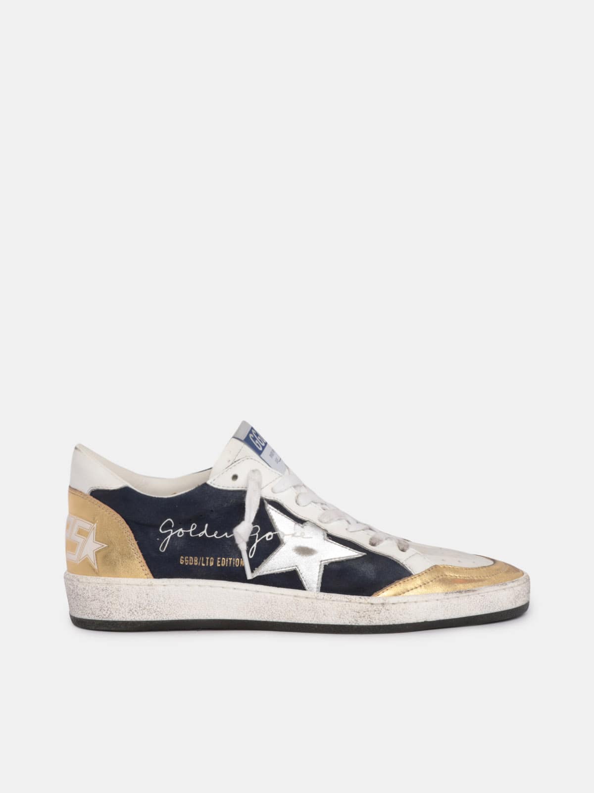 Golden Goose - Ball Star LTD sneakers in suede with gold and silver laminated leather details in 