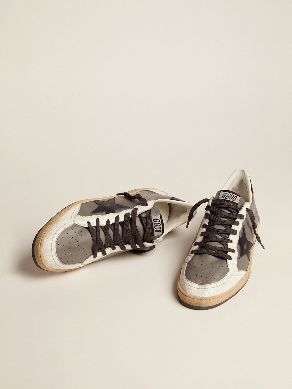 Golden Goose - Men's Ball Star in gray leather with black star and heel tab in 