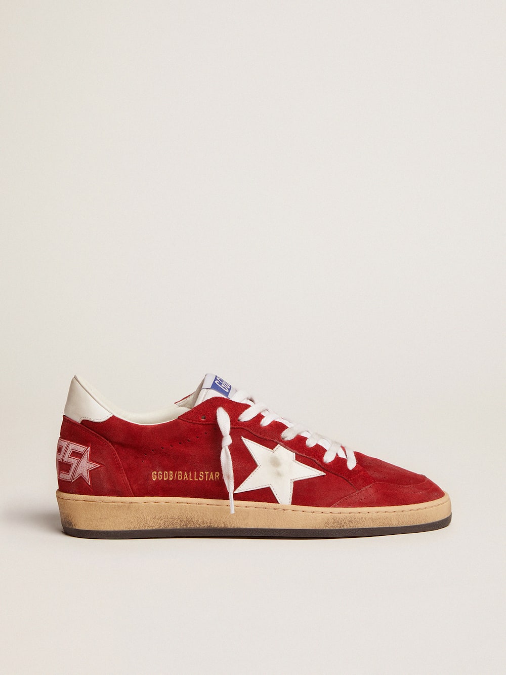 Golden Goose - Men's Ball Star in dark red suede with white star and heel tab in 