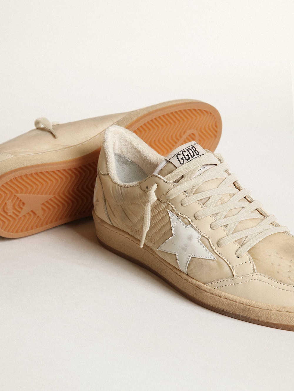 Golden Goose - Men's Ball Star in white nylon with white star and heel tab in 