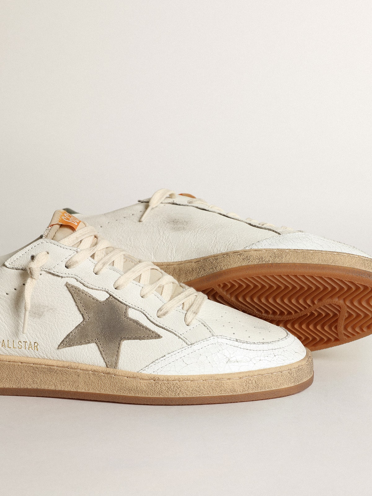 Golden Goose - Men's Ball Star in white nappa with dove gray suede star in 