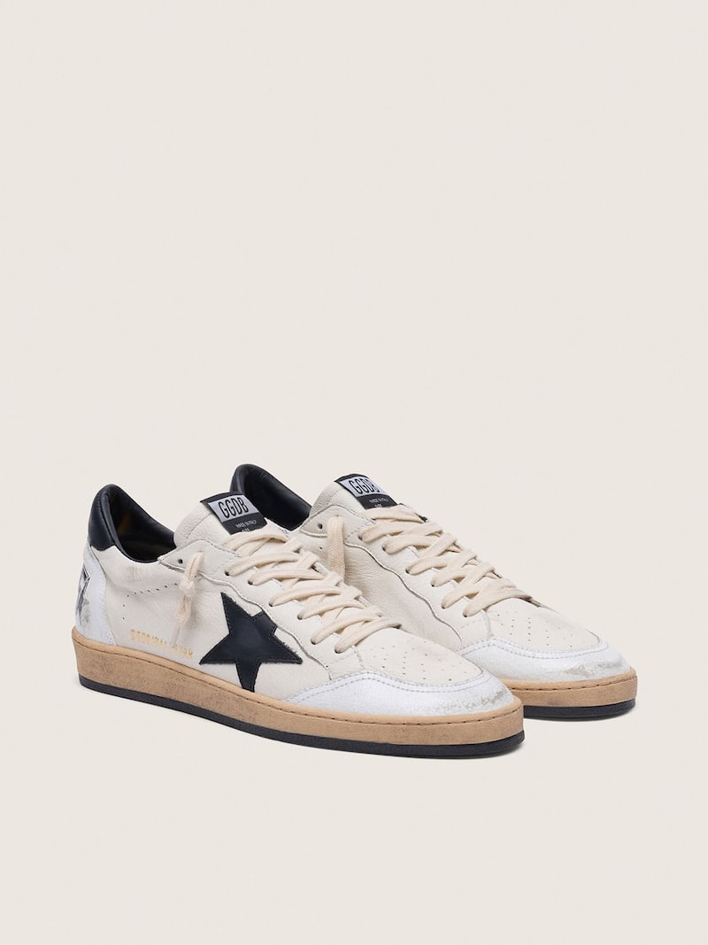 Golden Goose - Men's Ball Star in white nappa with black star in 