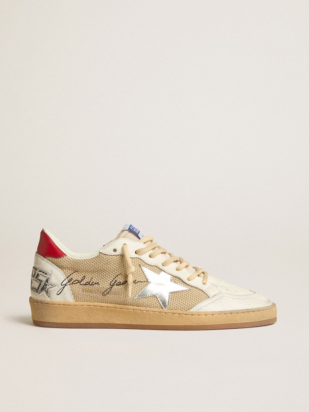 Golden Goose - Ball Star LTD in mesh with metallic leather star and red heel tab in 