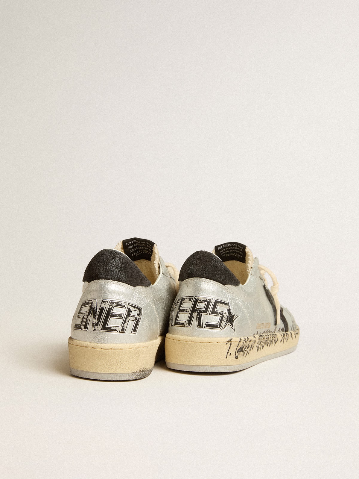 Ball Star LTD in silver leather with gray suede star and heel tab Golden Goose