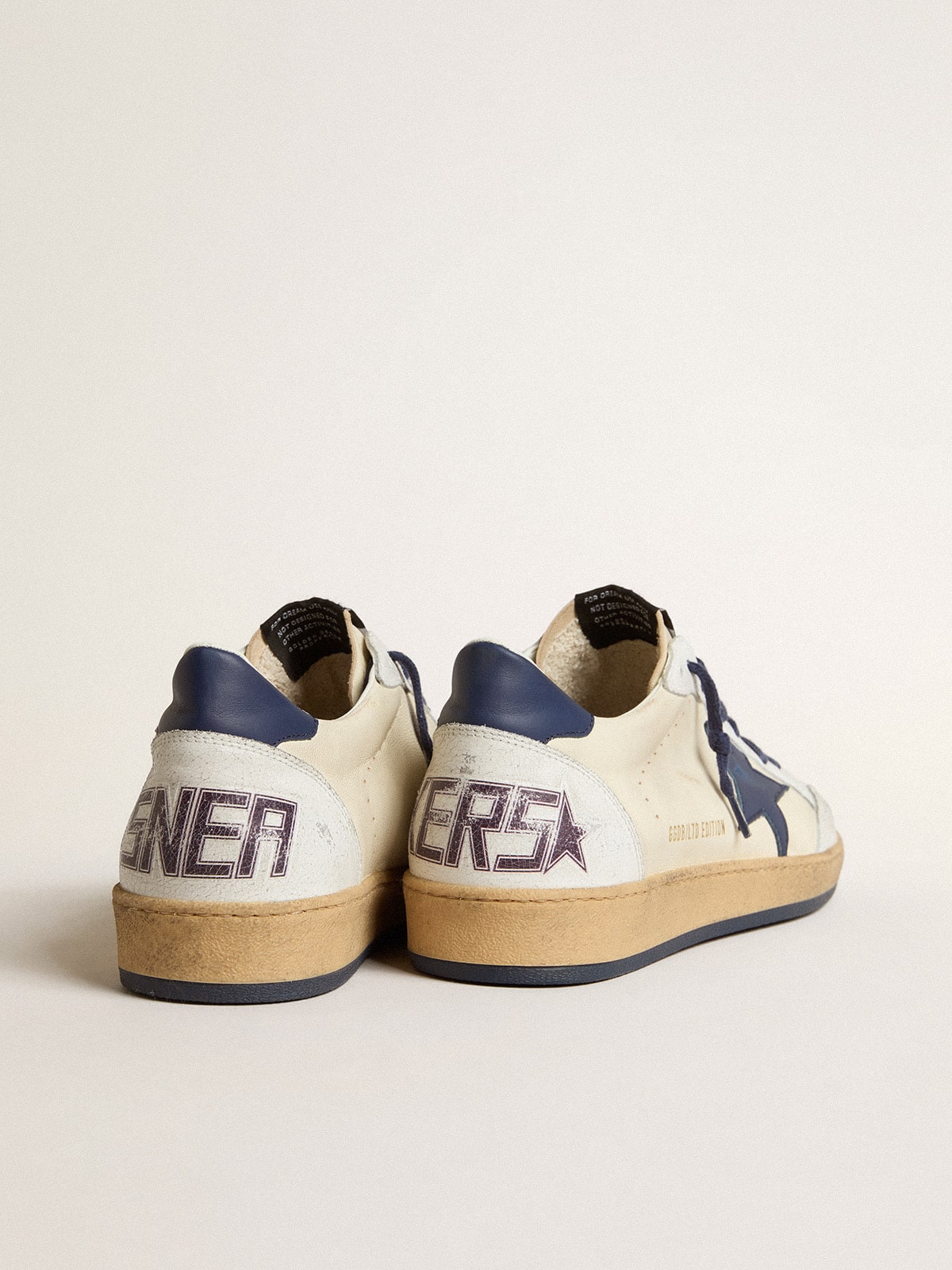 Men's Ball Star LTD in cream nappa with blue leather star and heel tab