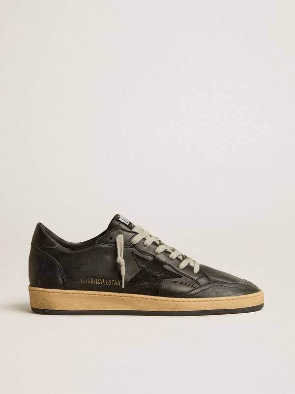 Golden Goose - Men’s Ball Star in black nappa with suede star and nappa heel tab in 
