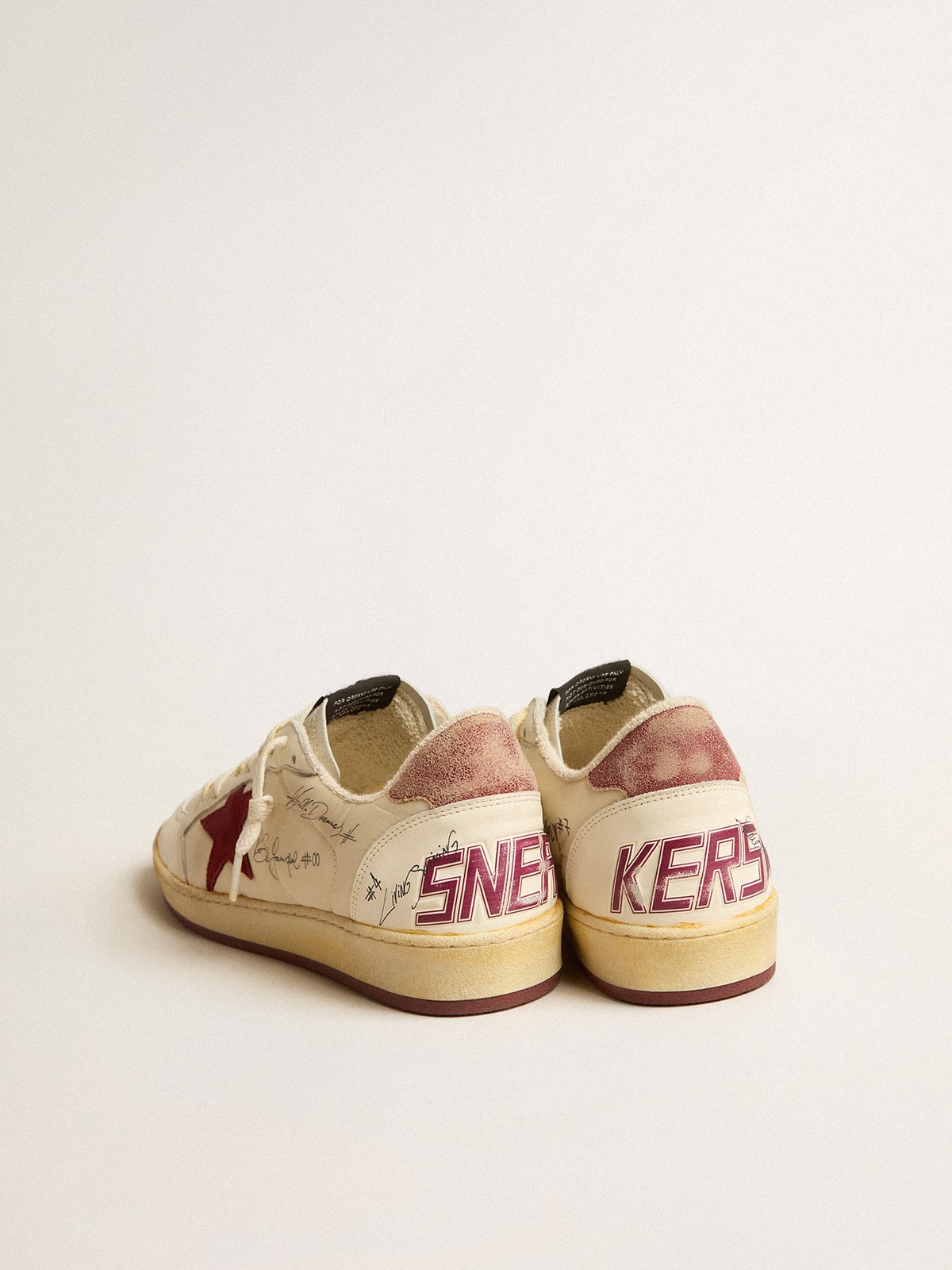 Golden Goose - Ball Star Uomo LTD in nylon con stella in suede melograno e talloncino in pelle in 