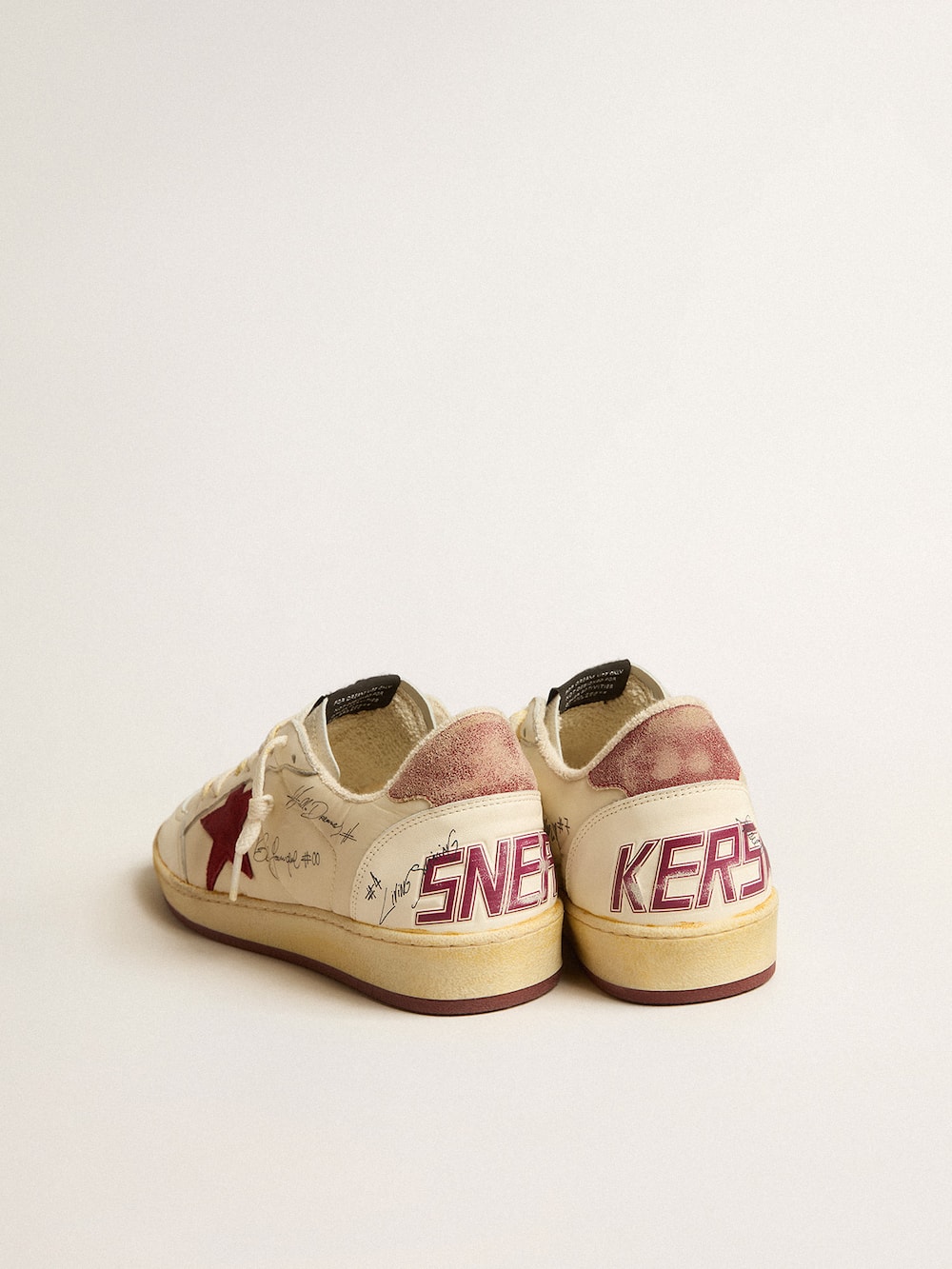 Golden Goose - Men's Ball Star LTD in nylon with pomegranate suede star and leather heel tab in 