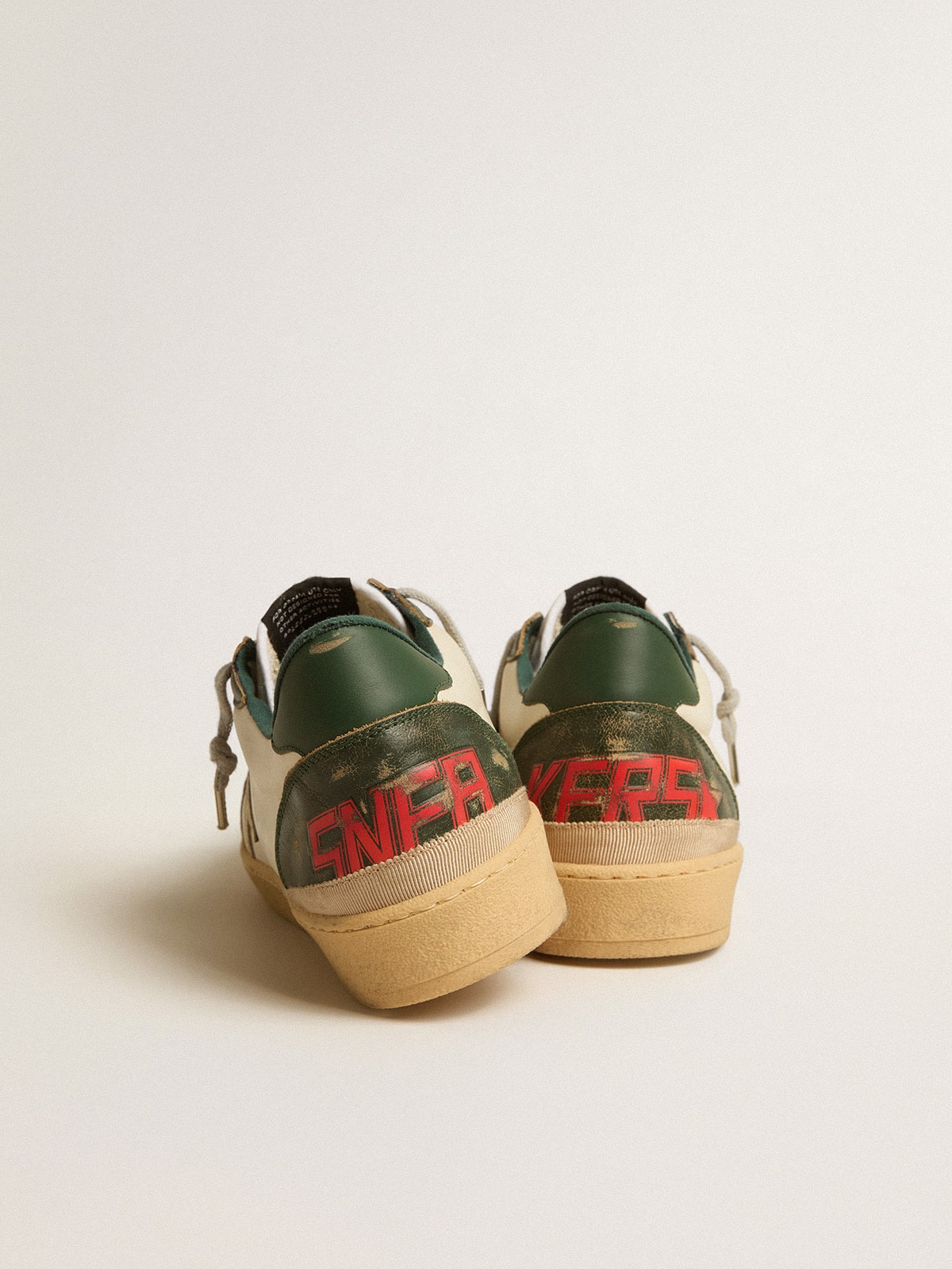 Golden Goose - Ball Star LTD with platinum leather star and green leather heel tab in 