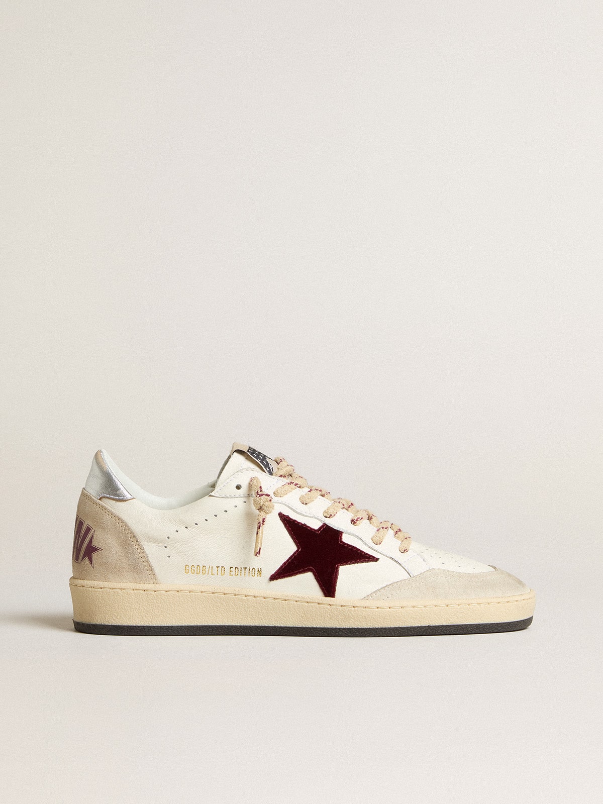 Golden Goose   Ball Star Mountain Uomo Ltd In Pelle Con Stella In Velluto Bordeaux, Uomo, Taglia: 45