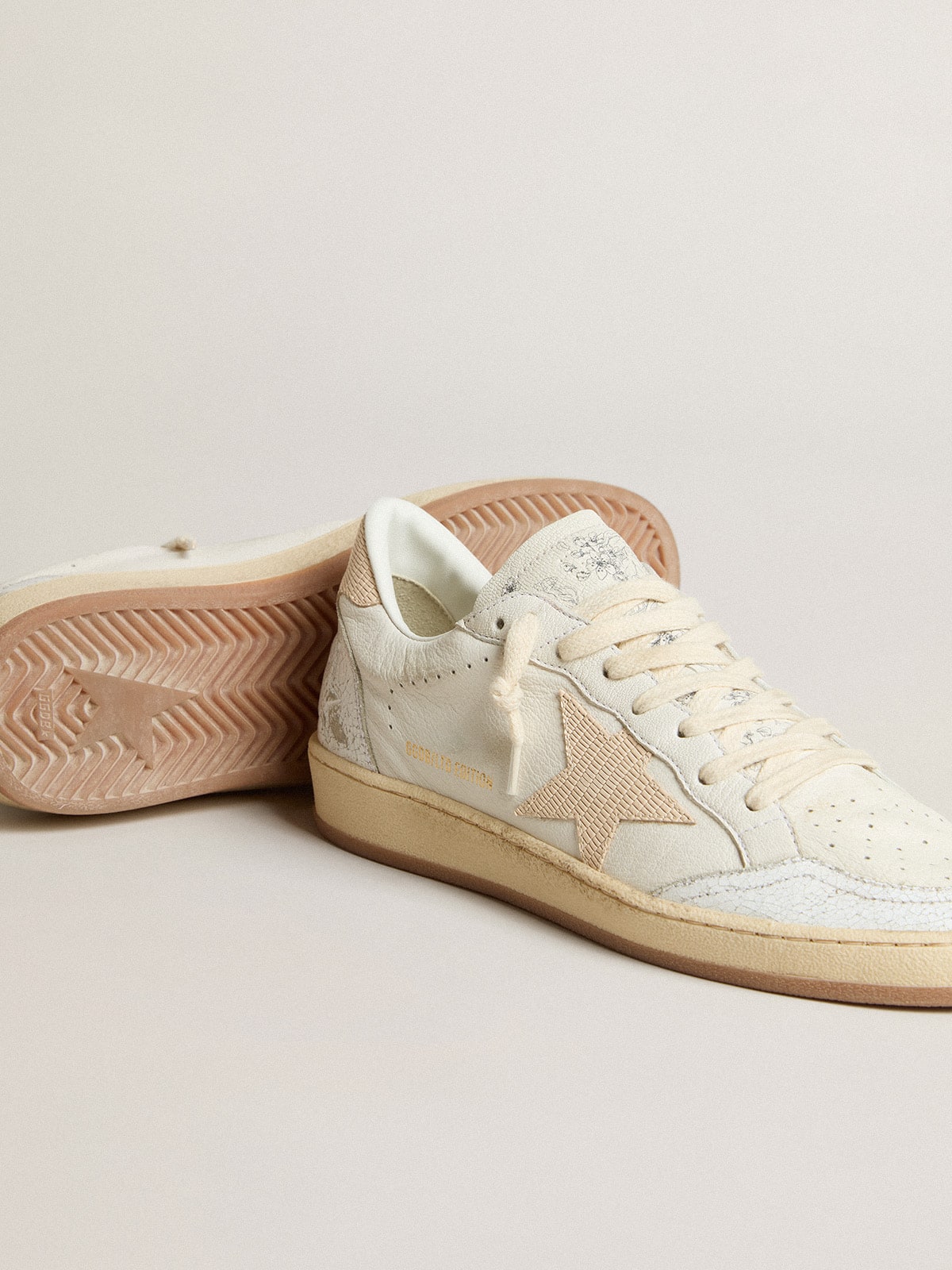 Golden Goose - Men’s Ball Star LTD CNY in white leather with ivory star in 