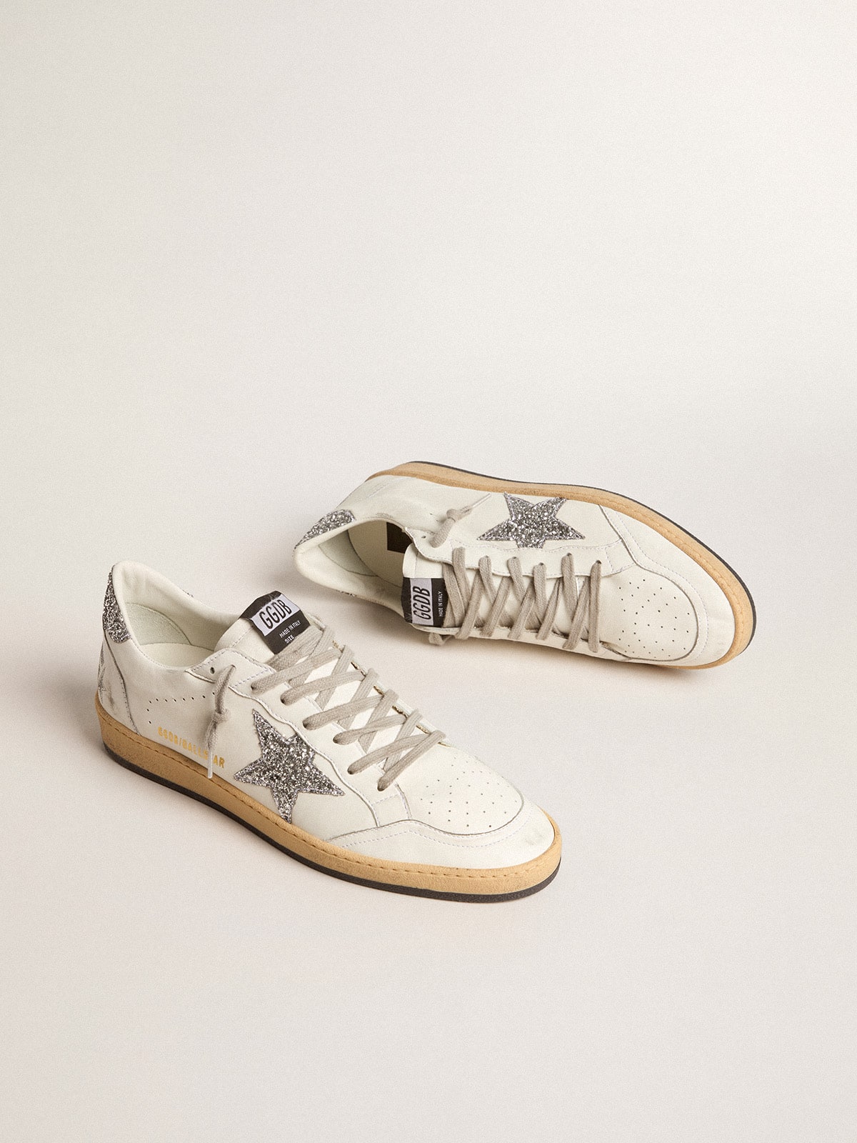 Golden Goose - Ball Star Wishes Uomo in nappa con stella e talloncino glitter  in 