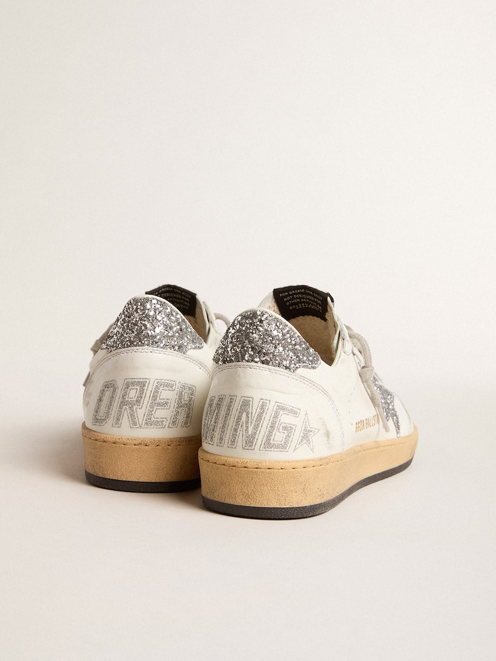 Golden Goose - Men’s Ball Star Wishes in nappa leather with glitter star and heel tab in 