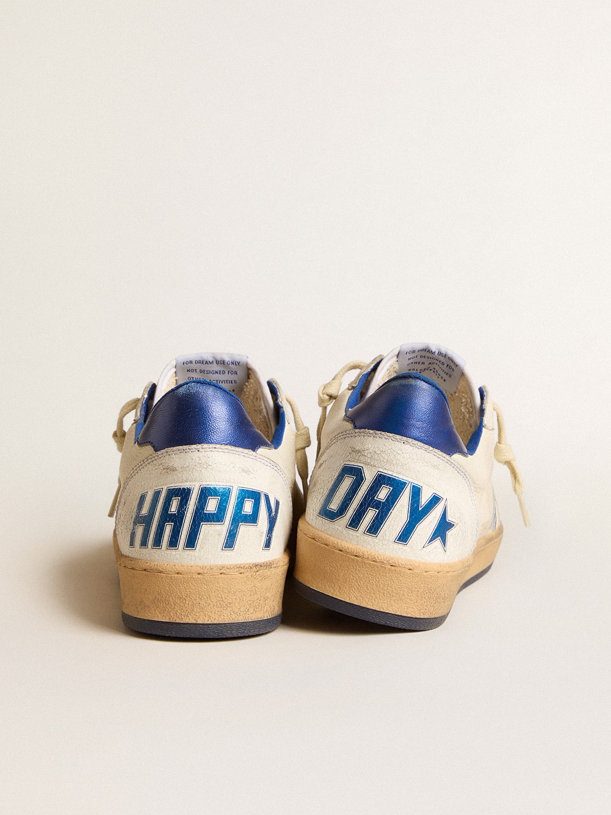 Men s Ball Star Wishes in white nappa leather with a bright blue star and heel tab Golden Goose