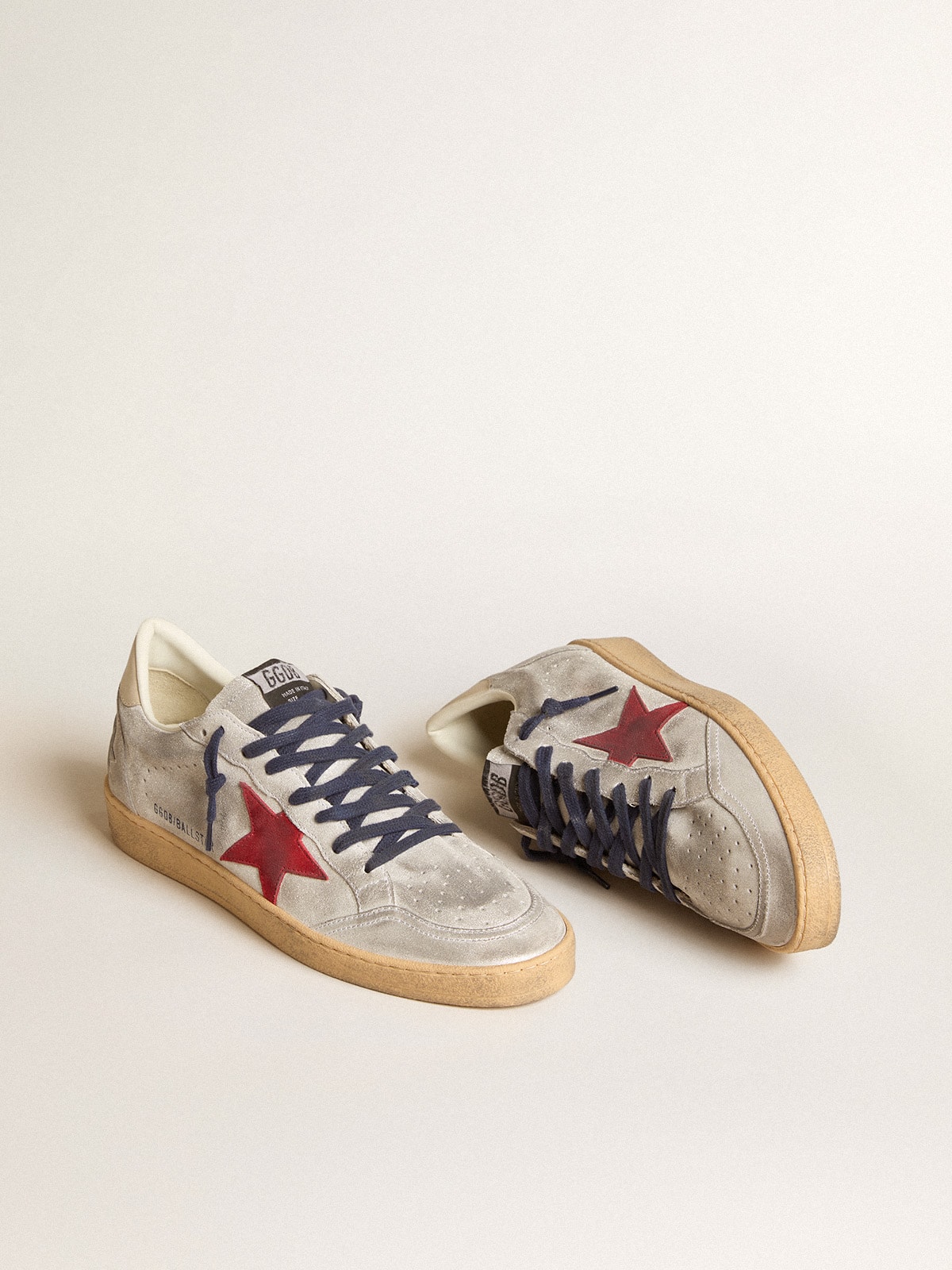 Golden Goose - Ball Star de suede metálico com estrela de suede e talão de couro in 