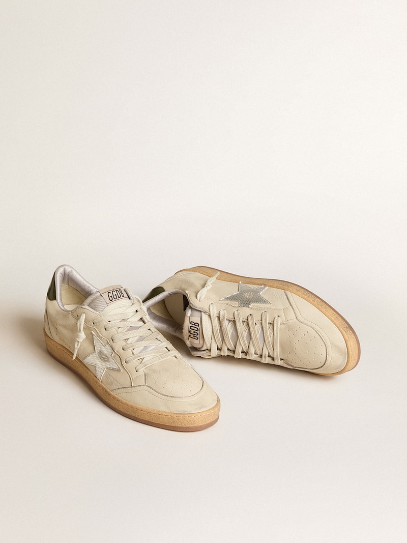Golden Goose - Men's Ball Star with silver leather star and green leather heel tab in 