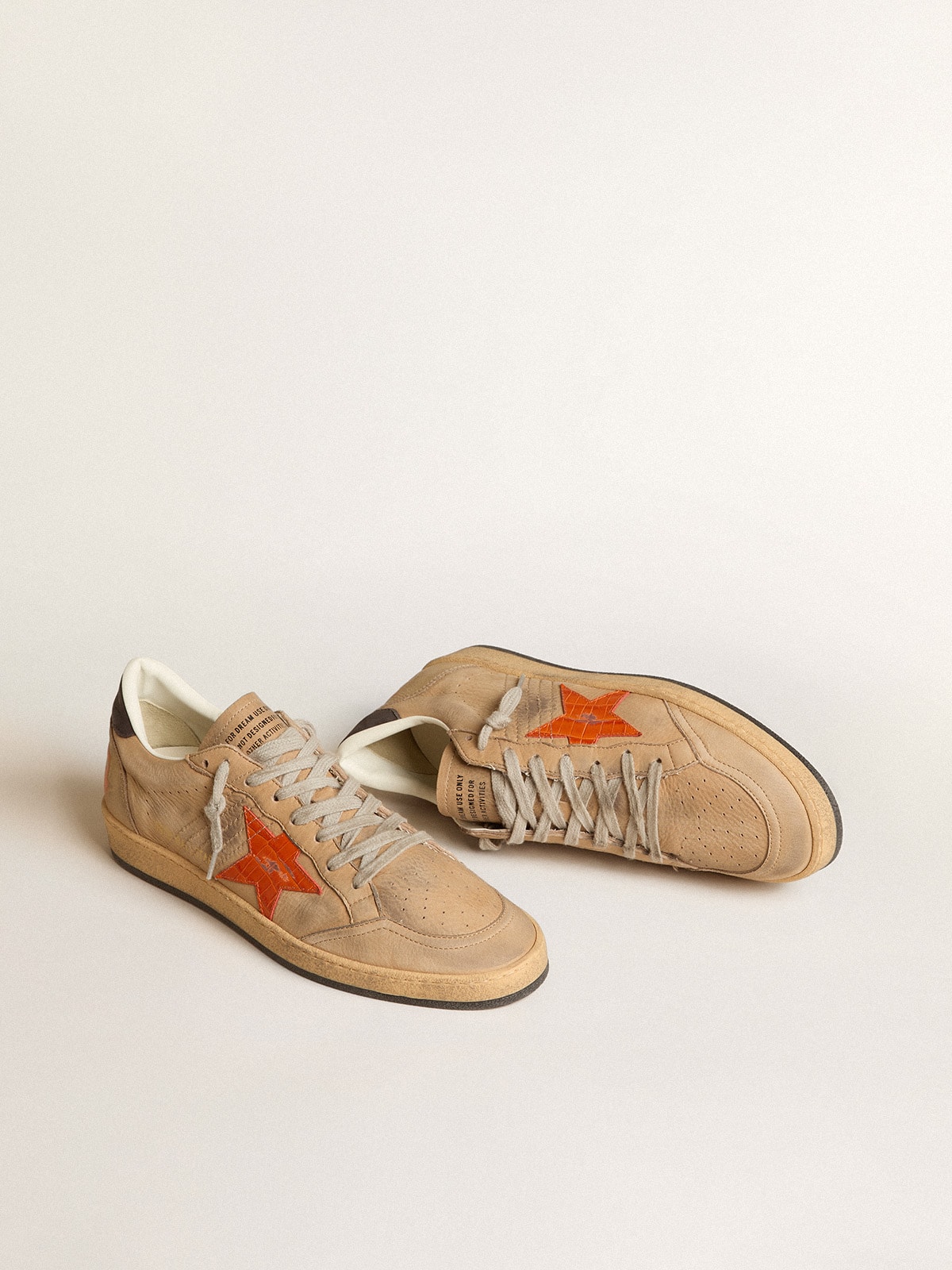 Golden Goose - Ball Star in beige nubuck with croc-print leather star and nubuck heel tab in 