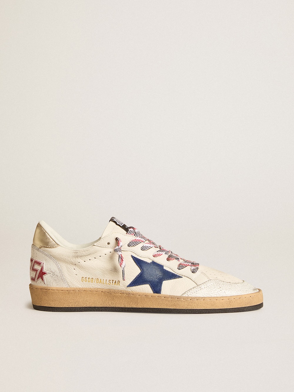 Golden Goose - Men's Ball Star in nappa leather with blue suede star and platinum leather heel tab in 