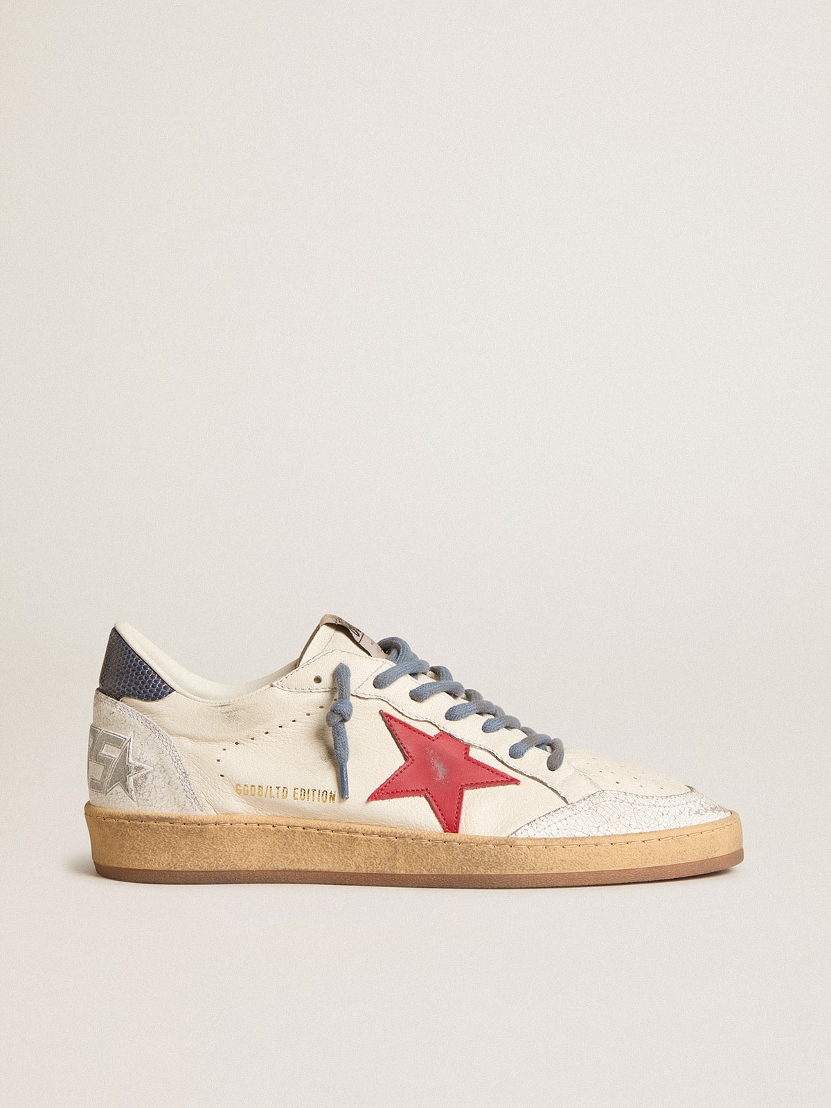 Golden Goose - Ball Star LTD with red star and lizard-print leather heel tab in 