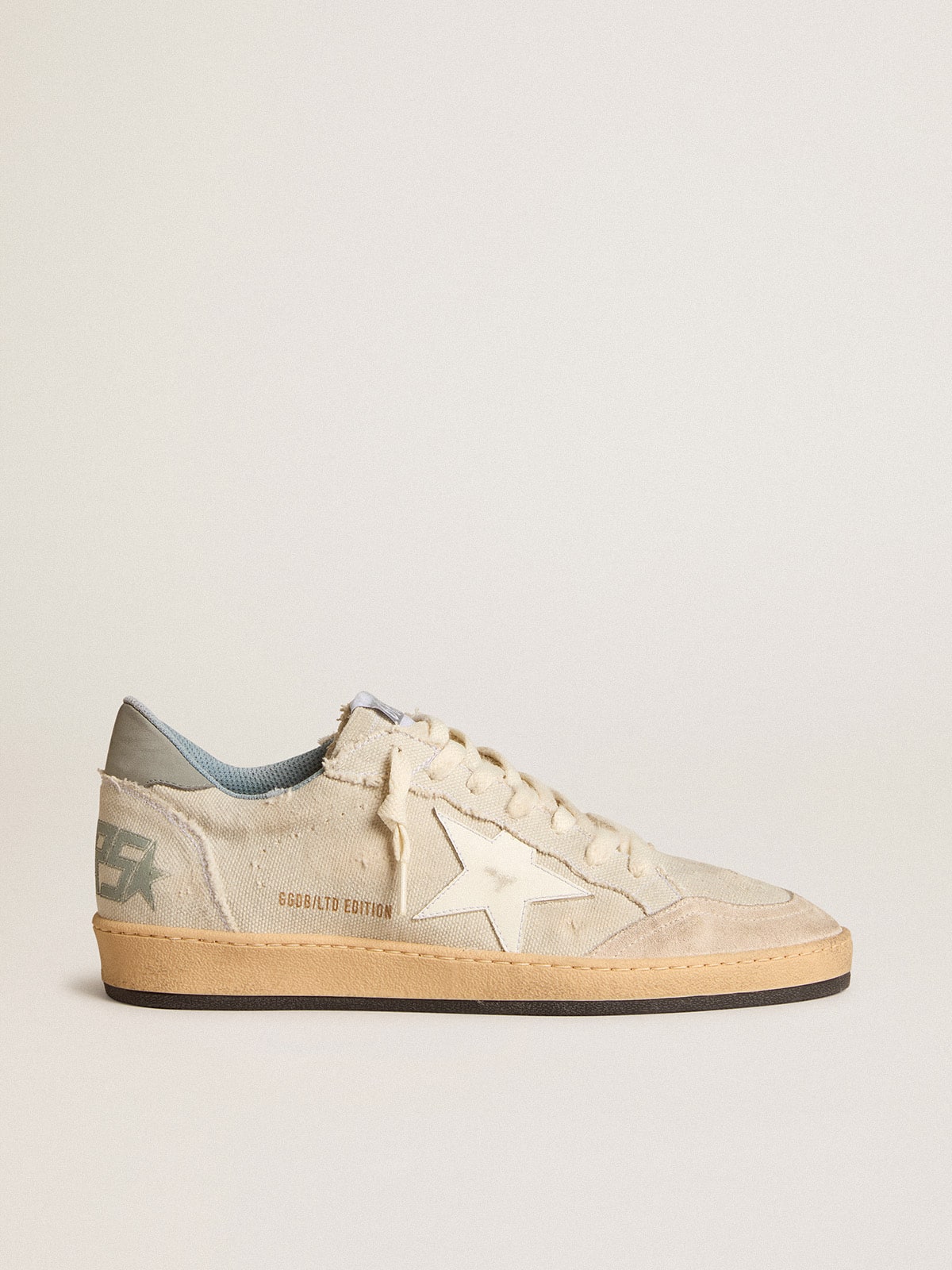 Golden Goose - Men's Ball Star LTD in gray canvas with leather star and nubuck heel tab in 