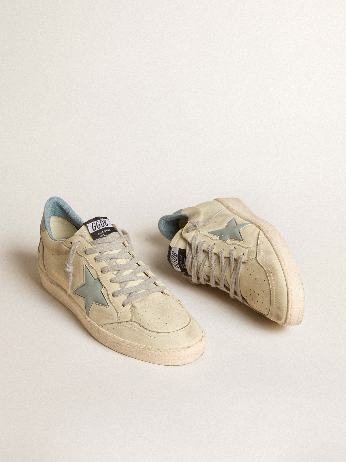 Golden Goose - Men's Ball Star LTD with light blue plastic star and leather heel tab in 