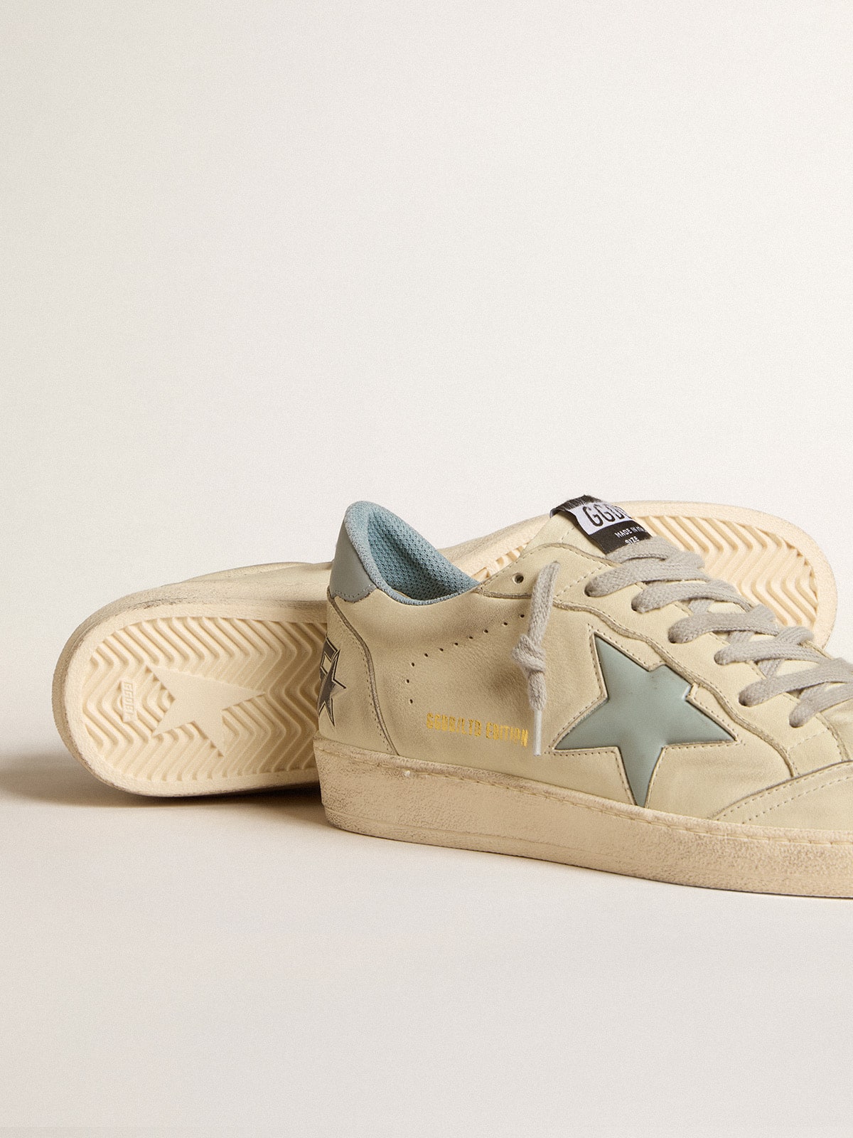 Golden Goose - Men's Ball Star LTD with light blue plastic star and leather heel tab in 