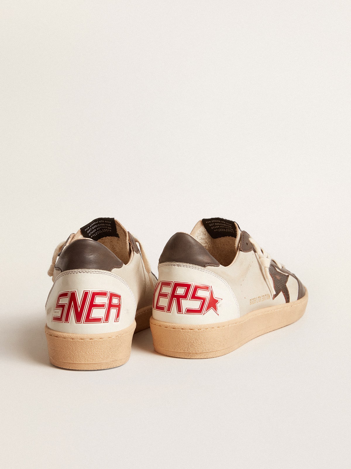 Golden Goose - Men's Ball Star LTD in nappa with brown star and gray leather heel tab in 