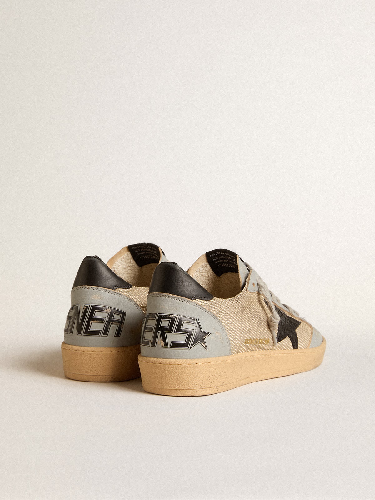 Golden Goose - Men's Ball Star LTD in beige mesh with croc-print leather star and nappa inserts in 