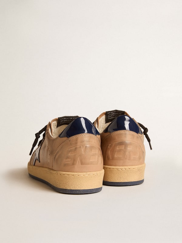 Golden Goose - Ball Star in beige leather with blue patent leather star and heel tab in 