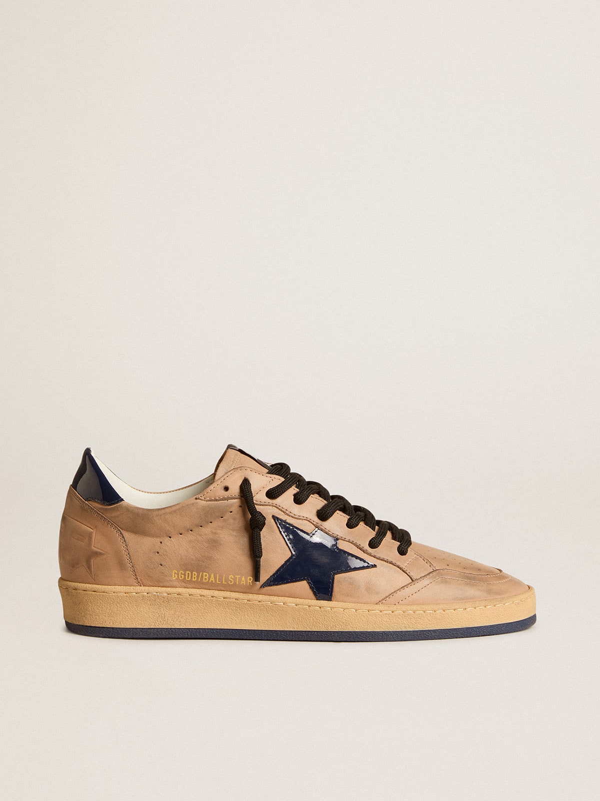 Golden Goose - Ball Star in beige leather with blue patent leather star and heel tab in 