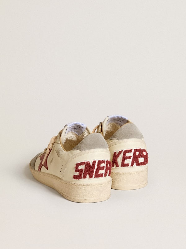 Golden Goose - Men's Ball Star LTD in nappa leather with red leather star and gray suede heel tab in 