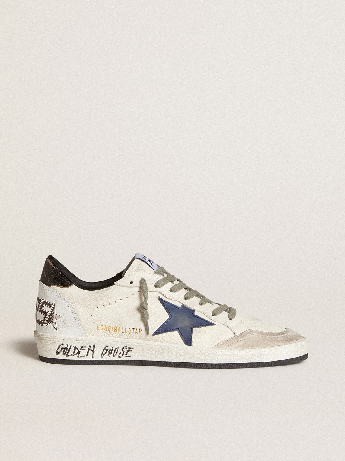 Golden Goose - Ball Star en cuir nappa avec étoile en cuir et contrefort en cuir lamé in 