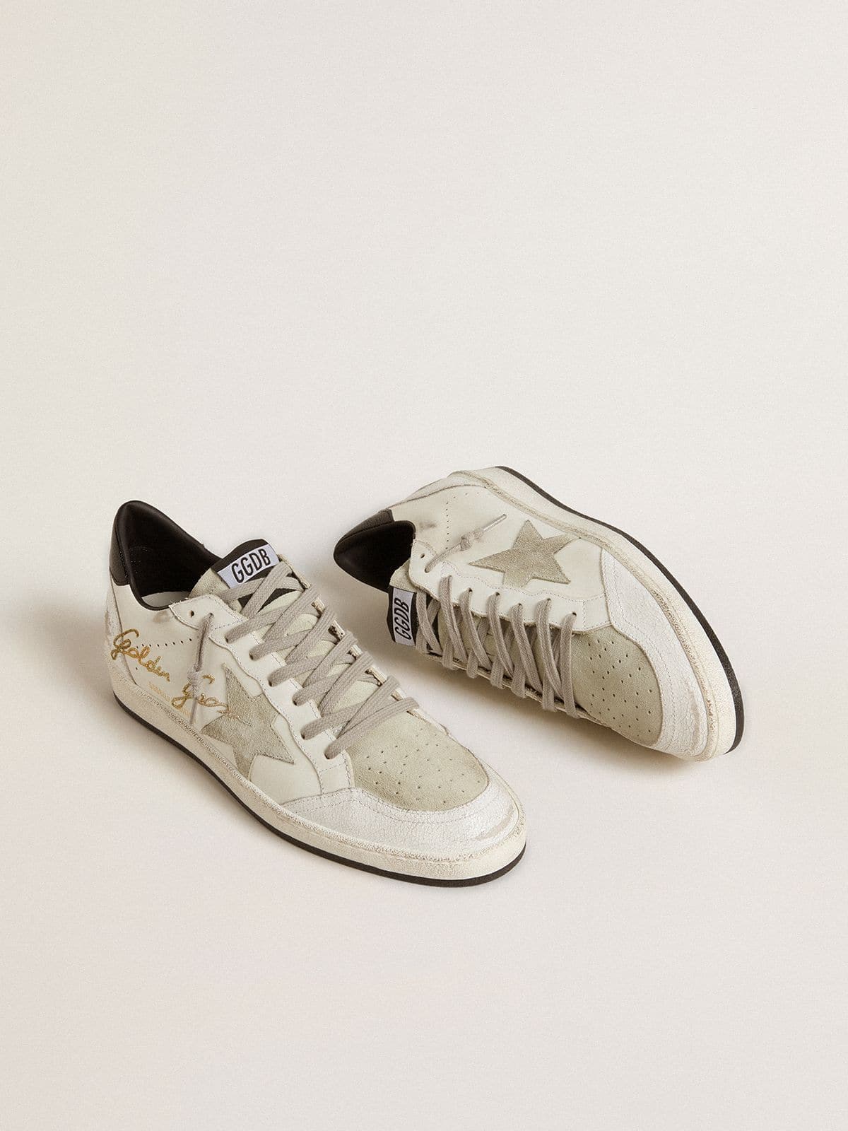 Golden Goose - Men’s Ball Star LTD with suede star and textured leather heel tab in 