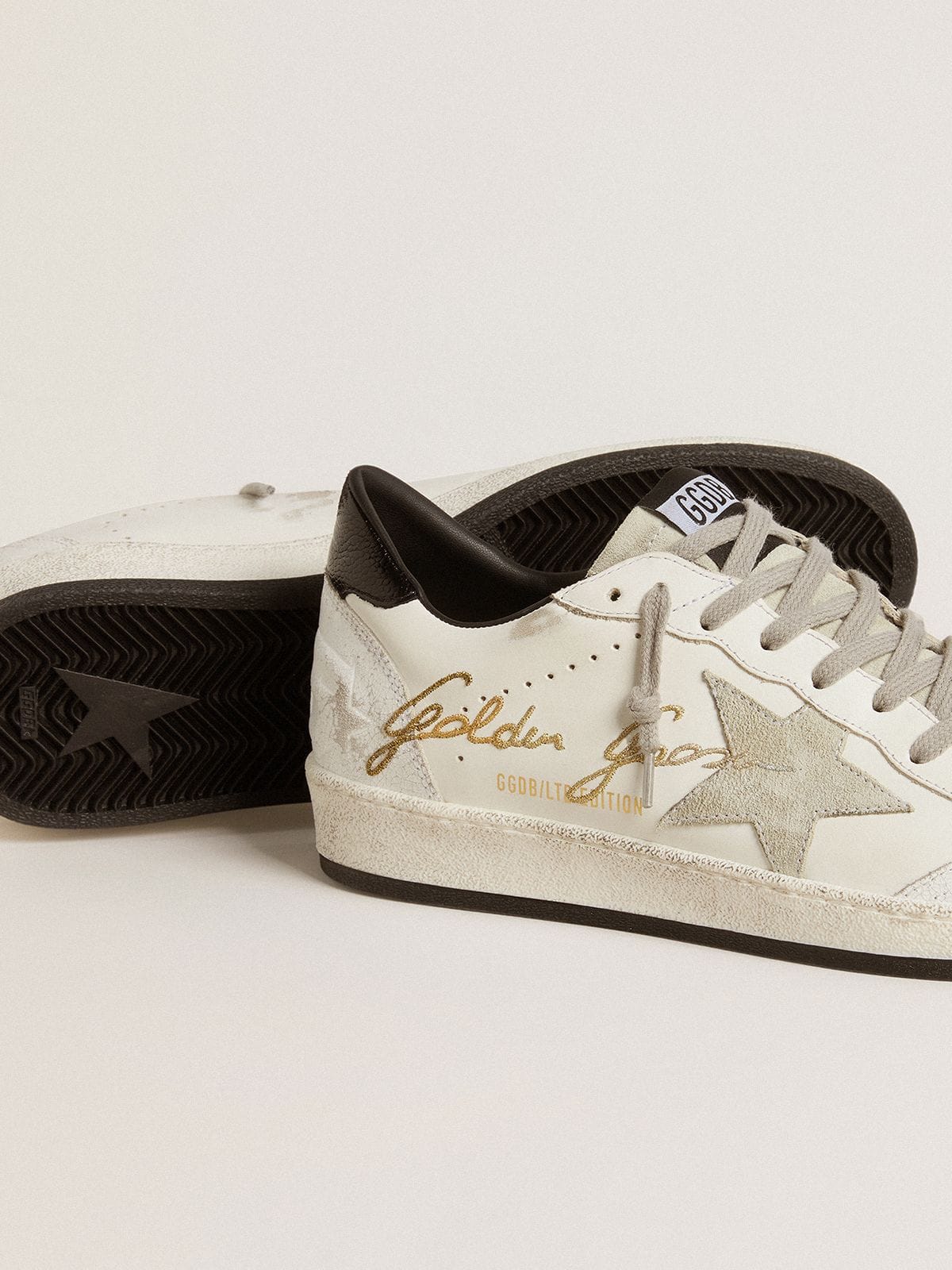 Golden Goose - Men’s Ball Star LTD with suede star and textured leather heel tab in 